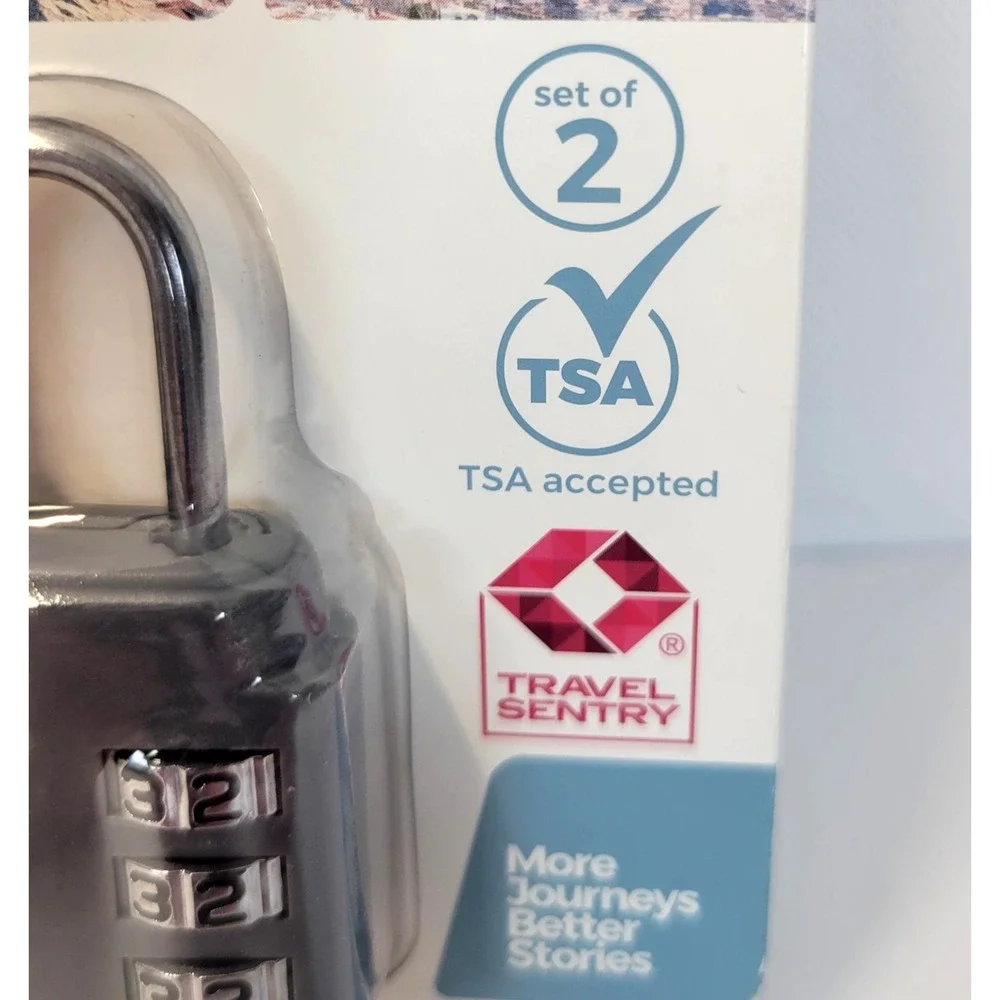 Travelon TSA Accepted Travel Sentry Luggage Locks Set Of 2 Black Gray Combo New